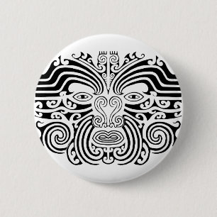 Maori Tattoo - Schwarz und Weiß Button