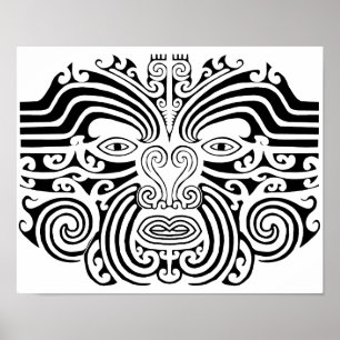 Maori Tattoo - Schwarz und Weiß Poster