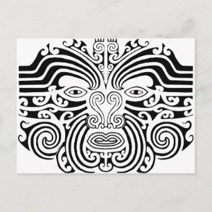 Maori Tattoo - Schwarz und Weiß Postkarte