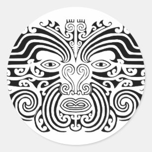 Maori Tattoo - Schwarz und Weiß Runder Aufkleber