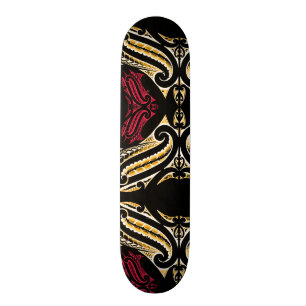 Maori- traditioneller moko Entwurf in red& Gelb Skateboard