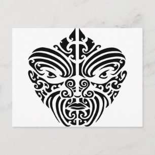 Maori Tribal Tattoo Mask Postkarte