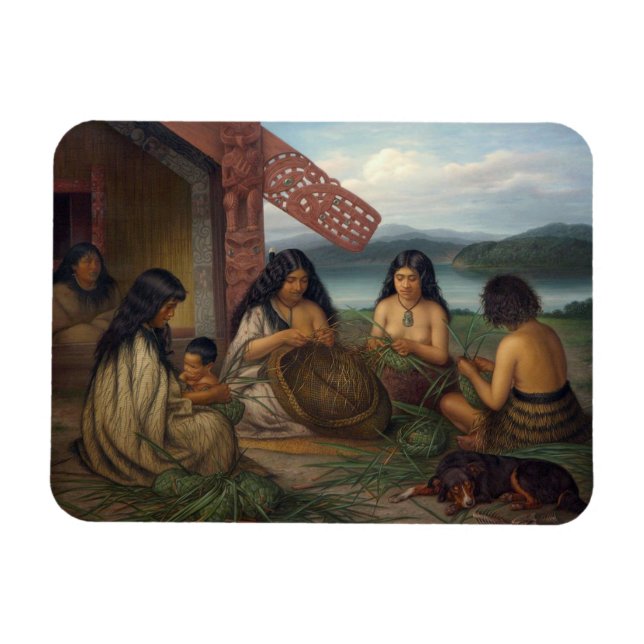 Maoris Plaiting Flax Baskets, von G. Lindauer Magnet (Horizontal)