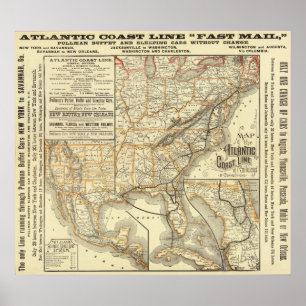 Map Atlantic Coast Line Poster
