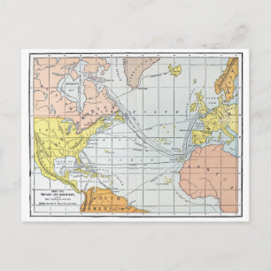 MAP: ATLANTIC VOYAGES POSTKARTE