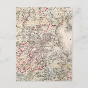 Map: Boston, 1883 Postkarte