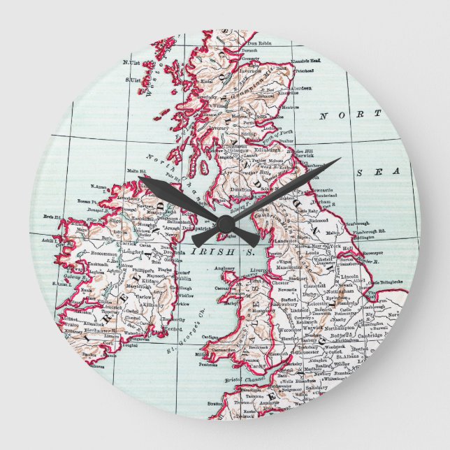 MAP: BRITISH ISLES, c1890 Große Wanduhr (Vorderseite)