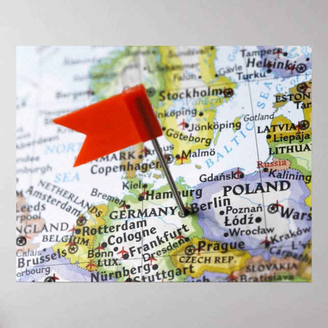 Map-Button in Berlin, Deutschland auf Karte Poster (Vorne)