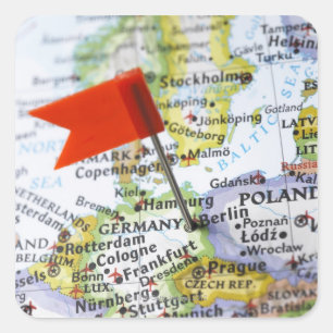 Map-Button in Berlin, Deutschland auf Karte Quadratischer Aufkleber