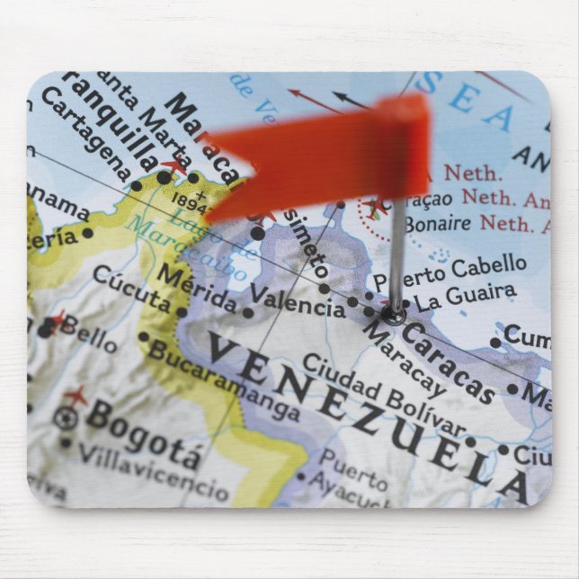 Map Button in Caracas, Venezuela auf Karte, Mousepad (Vorne)