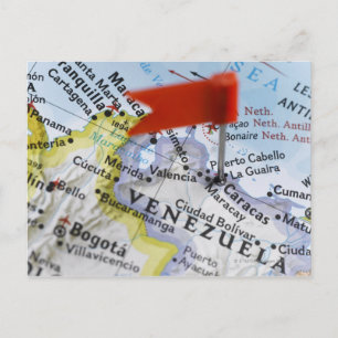 Map Button in Caracas, Venezuela auf Karte, Postkarte
