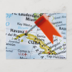 Map Button in Havanna, Kuba auf Karte, nah-up Postkarte