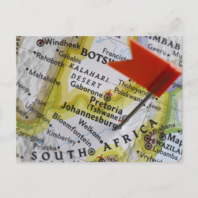 Map Button in Johannesburg, Südafrika auf Postkarte (Vorderseite)