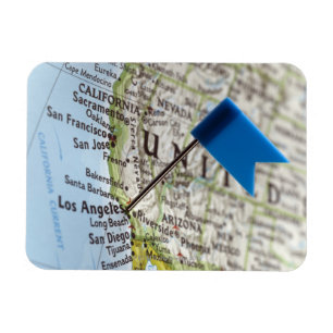 Map Button in Los Angeles, Kalifornien auf Magnet