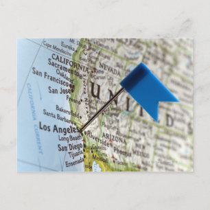 Map Button in Los Angeles, Kalifornien auf Postkarte