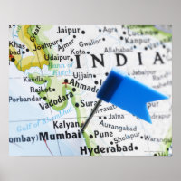 Map Button in Mumbai, Indien auf Karte, nah-up
