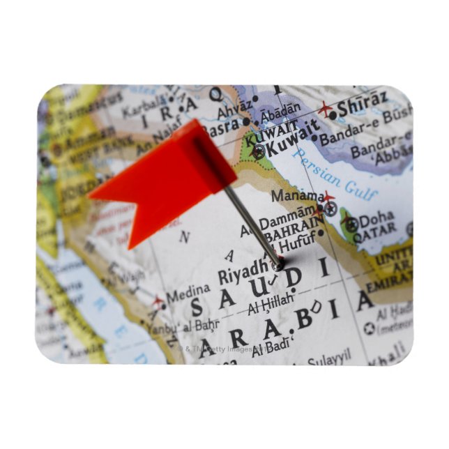 Map Button in Riad, Saudi-Arabien, auf Karte Magnet (Horizontal)