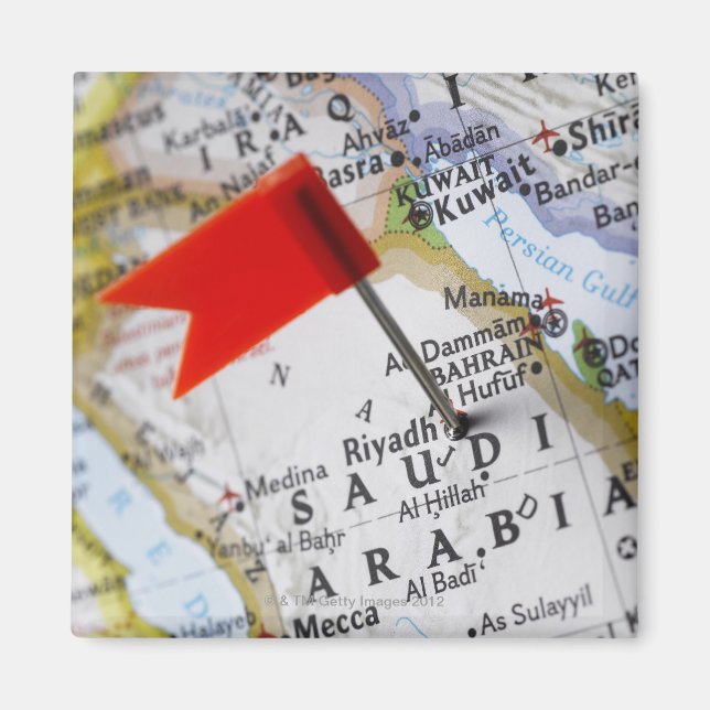 Map Button in Riad, Saudi-Arabien, auf Karte Magnet (Vorne)