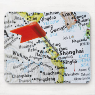 Map Button in Shanghai, China auf Karte, Mousepad