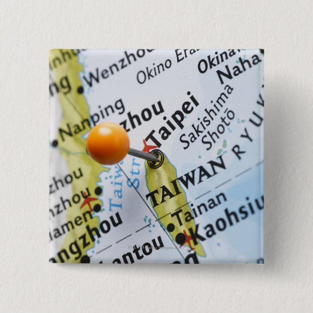 Map Button in Taipei, Taiwan auf Karte, (Vorderseite)