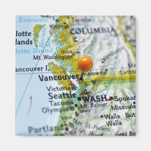 Map-Button in Vancouver, Kanada auf Karte Magnet