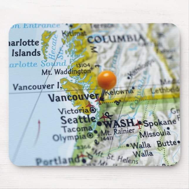 Map-Button in Vancouver, Kanada auf Karte Mousepad (Vorne)