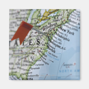 Map Button in Washington, D.C. auf Karte, Magnet