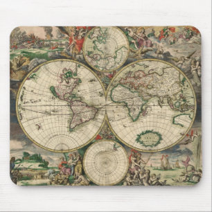 Map Gerardvan Schagens der Welt, 1689 Mousepad