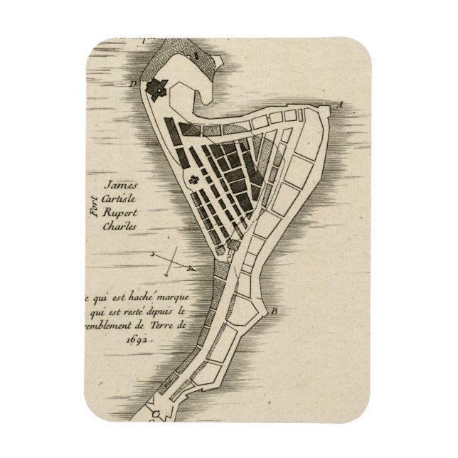 MAP: JAMAIKA, 1755 MAGNET (Vertikal)