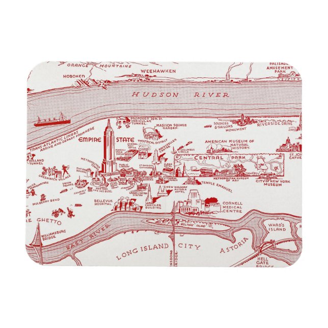 MAP: MANHATTAN, c1935 Magnet (Horizontal)