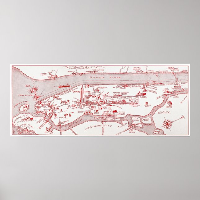 MAP: MANHATTAN, c1935 Poster (Vorne)