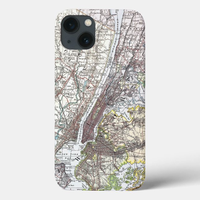 Map: New York Area, 1906 Case-Mate iPhone Hülle (Rückseite)