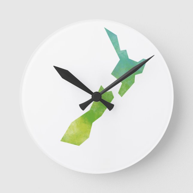 Map New Zealand Runde Wanduhr (Vorderseite)