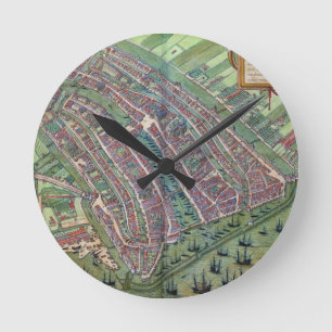 Map of Amsterdam, from 'Civitates Orbis Terrarum' Runde Wanduhr