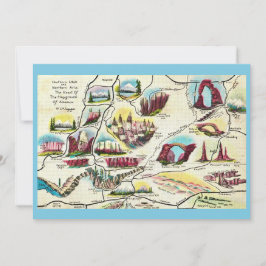 Map of Arizona Utah Landmarks Flat Card