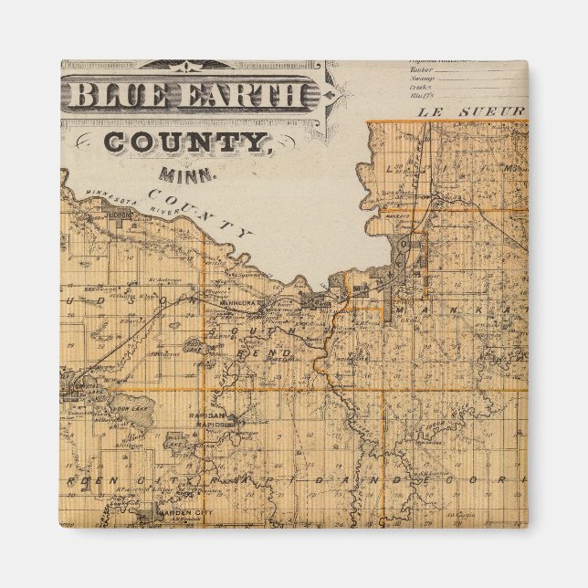 Map of Blue Earth Landkreis, Minnesota Magnet (Vorne)