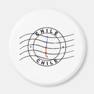 Map of Chile, Postal Passport Stamp, Travel Stamp Magnet