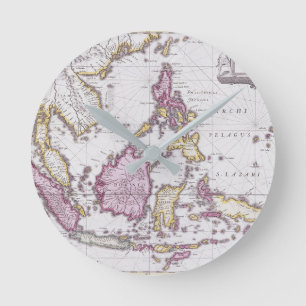 Map of China & Indonesia 1710 Runde Wanduhr