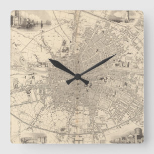 Map of Dublin, Ireland Quadratische Wanduhr