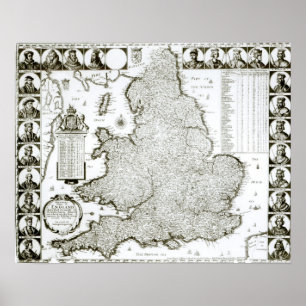 Map of England and Wales, 1644 Poster