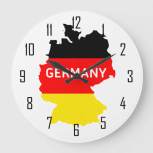 Map of Germany With Flag and Numbers Große Wanduhr