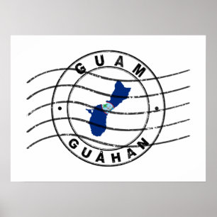 Map of Guam, Postal Passport Stamp Poster