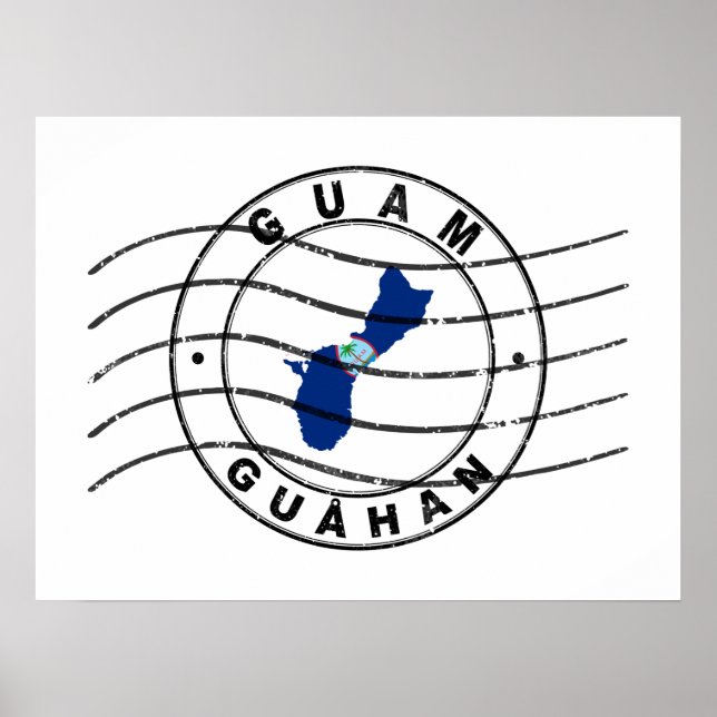 Map of Guam, Postal Passport Stamp Poster (Vorne)