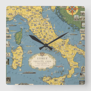 Map of Italy with Vatican City Quadratische Wanduhr