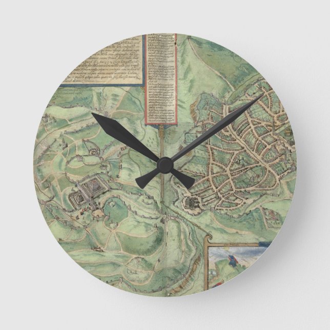 Map of Jerusalem, from 'Civitates Orbis Terrarum' Runde Wanduhr (Vorderseite)