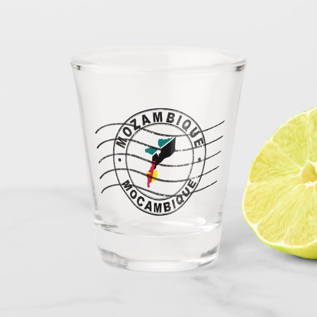 Map of Mosambik, Postal Passport Stamp, Travel S Schnapsglas (Vorderseite)