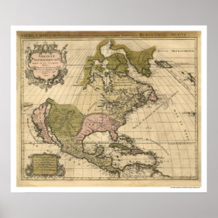Map of North America by Alexis Hubert Jaillot 1694 Poster