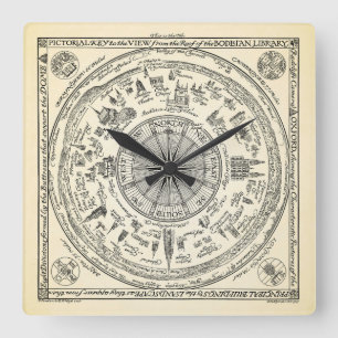 Map of Oxford view from the Bodleian Library Quadratische Wanduhr