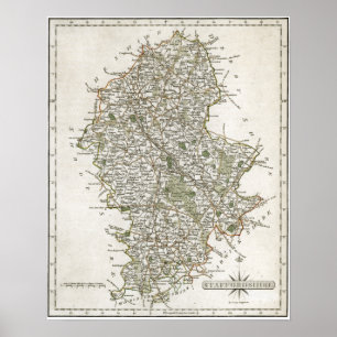 MAP OF STAFFORDSHIRE, 1793 POSTER