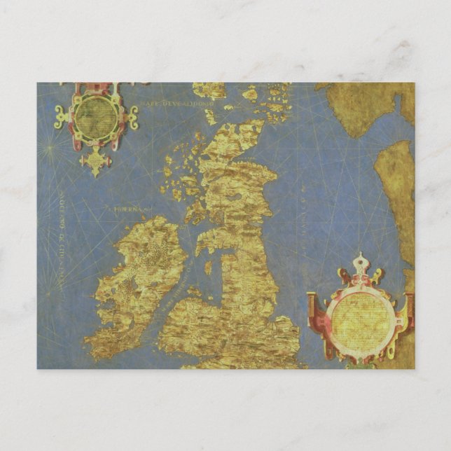 Map of the 16th Century British Isles Postkarte (Vorderseite)